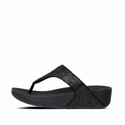 Fitflop Lulu Glitter Toe-Post - Sandalen Damen - Schwarz (DLM795218)